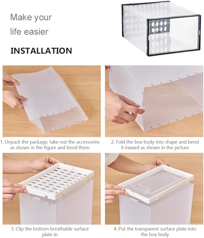 FOMIYES Shoe Storage Boxes 3pcs 34x15.5x24cm Dustproof Waterproof Plastic Shoe Organizers for High-top Sneakers and Boots Stackable for Home Closet Organization