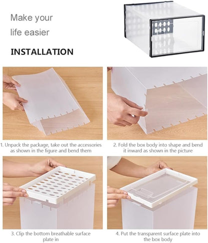 FOMIYES Shoe Storage Boxes 3pcs 34x15.5x24cm Dustproof Waterproof Plastic Shoe Organizers for High-top Sneakers and Boots Stackable for Home Closet Organization
