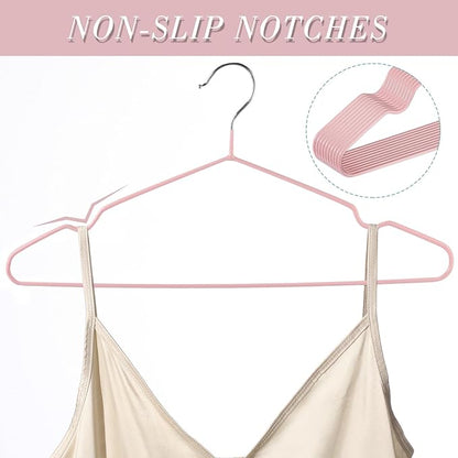 Wesiti 100 Pcs Metal Wire Non Slip Hangers for Clothes Space Saving Hanger Strong 15.7 in Triangle Clothes Coat Suit Bridal Boutique Dress for Closet Dorm Rack(Pink)