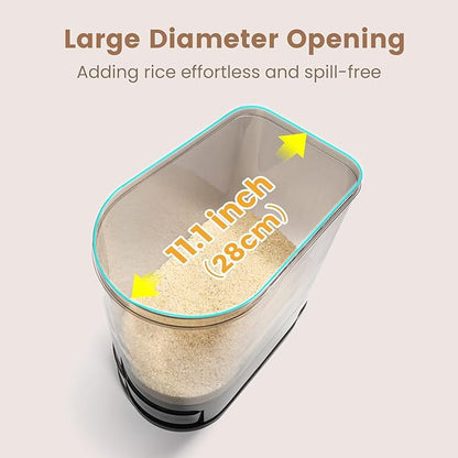 SYNCVIBE Large Rice Dispenser 22-25Lbs, Cereal Dispenser Rice Container Food Storage Container with Measuring Cup, Cereal Containers Storage Kitchen Storage Household Moisture Proof Holder, Black