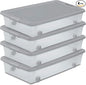 Sterilite 4-Pack 56 Quart Wheeled Latching Box, Underbed Plastic Storage Organizer, Silver - Under Bed Rolling Container Bin with Lid and Wheels for Home or Dorm Bedrooms and Closets