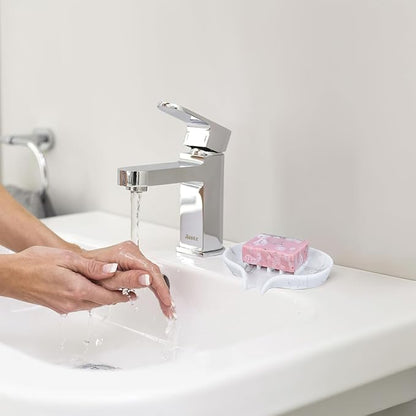 Self Draining Soap Dish for Shower and Bathroom Sink - Large Marble Resin Soap Holder with Drain, Non Slip Soap Tray for Bar Soap, Kitchen & Bathroom Counter