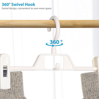 YARNOW Plastic Pants Hangers with Clips White, 10 Pcs Adjustable Skirt Hangers, Space-Saving Design, Ideal for Closet Organizer and Storage