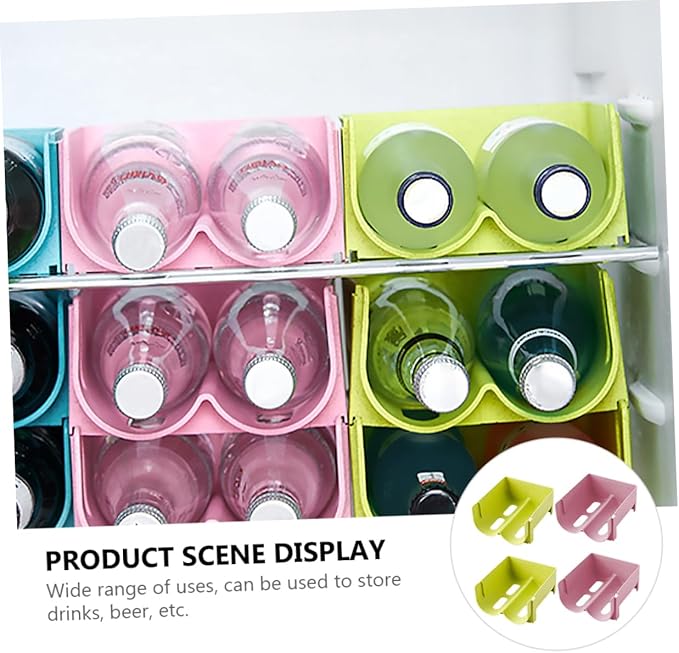 Zerodeko 4pcs Stackable Refrigerator Drink Storage Rack Fall Container for Easy Organization Includes Drink Holders for Cans and Bottles