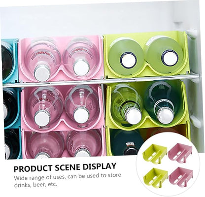 Zerodeko 4pcs Stackable Refrigerator Drink Storage Rack Fall Container for Easy Organization Includes Drink Holders for Cans and Bottles