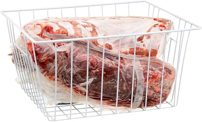 4 Pack Wire Storage Baskets for Organizing, Freezer Organizer Bins, Pantry Organization Bins Cabinets - Metal Basket Kitchen, Laundry, Fridge, Bathroom Countertop Organizer, Pearl White