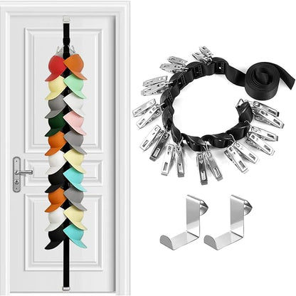 Hat Organizer for Baseball Caps, Hat Storage Display Holder, Stainless Steel Hat Rack for Over The Door, Hat Hanger Hold up to 20 Hats for Closet Door and Bedroom (1 PCS)