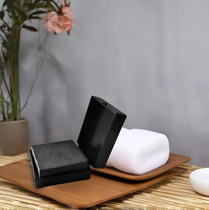 Bathroom Soap Dishes for Dr. Squatch Soap, Square Travel Soap Container with Lid, Portable Bar Soap Holder for Shower Soap Dish Box for Traveling Camping Outdoor Elimeta (2pack Black)