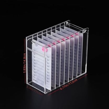 Acrylic Transparent Eyelash Storage Box, 8 Layers False Eyelashes Glue Pallet Holder Display Grafting Eye lashes Extension Close-Packed Display with 8 Pallets Clear Makeup Organizer (White)