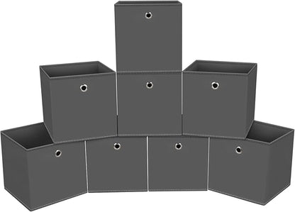 Foldable Storage Cubes Bins ,11 Inch Cloth Storage Cube Fabric Storage Box Cubes Organizer Baskets with Handles for Home Organizer Set of 8 (Grey)