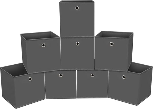 Foldable Storage Cubes Bins ,11 Inch Cloth Storage Cube Fabric Storage Box Cubes Organizer Baskets with Handles for Home Organizer Set of 8 (Grey)