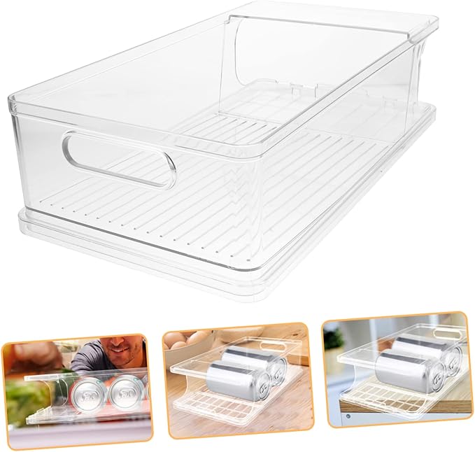 Stackable Rolling Can Dispenser for Refrigerator Multi-functional Drink Organizer for Soda Beer and Beverages for Home Office and Dorm Use Design for Easy Identification