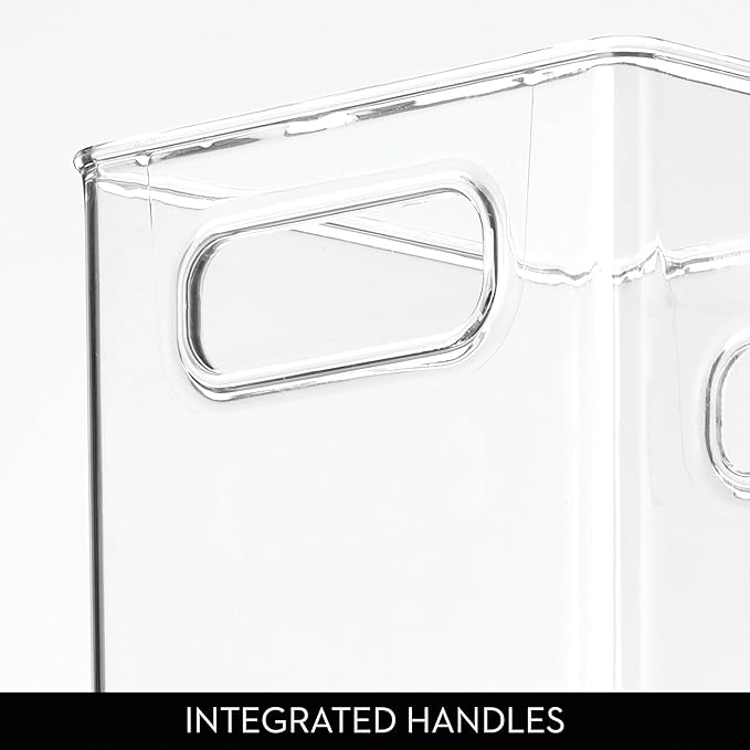 iDesign Recycled Plastic Pantry and Kitchen Storage, Freezer and Fridge Organizer Bin with Easy Grip Handles – 6” x 6” x 6”, Clear