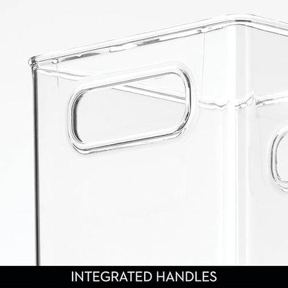 iDesign Recycled Plastic Pantry and Kitchen Storage, Freezer and Fridge Organizer Bin with Easy Grip Handles – 6” x 6” x 6”, Clear