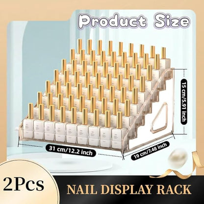 Acrylic Nail Polish Organizer Rack,7-Tier Nail Polish Holder Stand, 2 Pack Storage Holder Stand,Sunglass Organizer, Essential Oils Storage Shelf, Holds Up to 84 Bottles