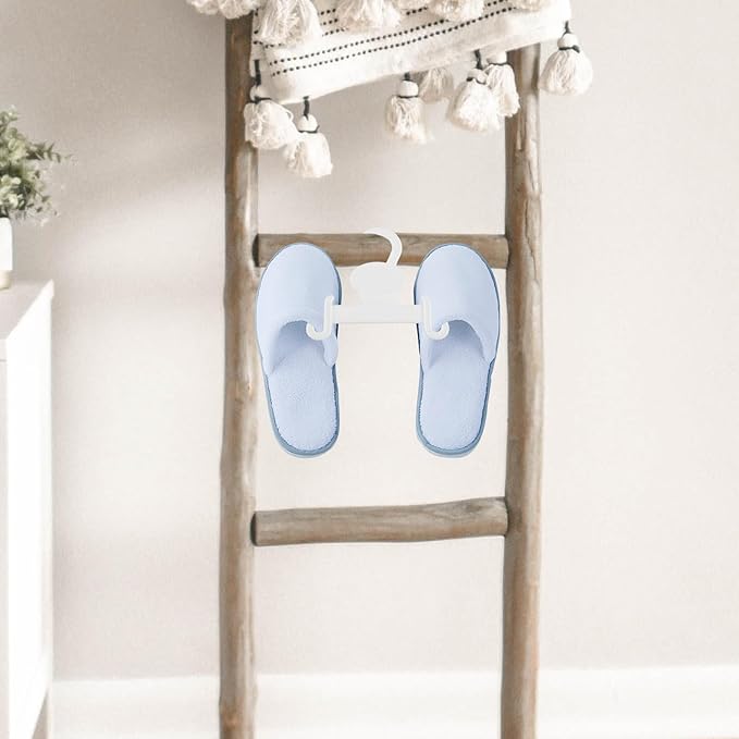 20pcs White Plastic Slipper Hanger Hooks Double Hook Shoe Holders Hanging Shoe Organizer Space-saving Storage for Closet and Laundry