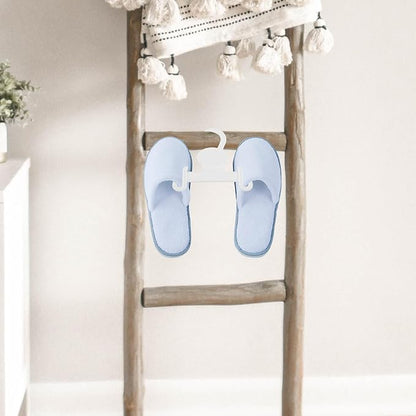 20pcs White Plastic Slipper Hanger Hooks Double Hook Shoe Holders Hanging Shoe Organizer Space-saving Storage for Closet and Laundry