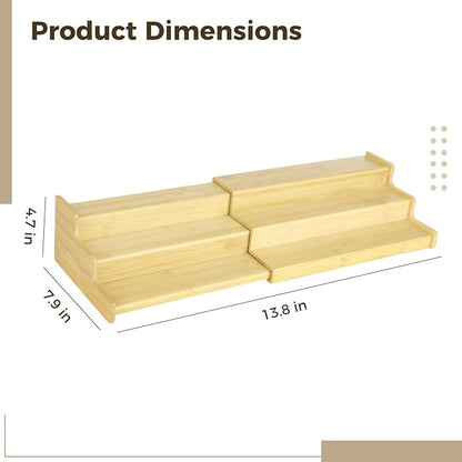 Expandable Bamboo Can Rack Organizer for Pantry, 3-Tier Adjustable Canned Food Storage Holder, Tiered Step Shelf holds up to 24 Cans for Kitchen Cabinet & Countertop