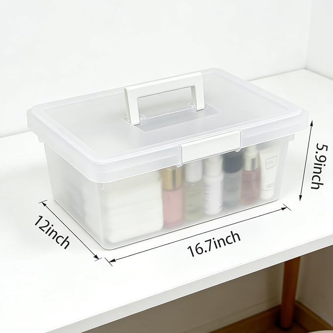 15 Quart Stackable Plastic Storage Bins with Lids and Handle - Durable Organizing Containers for Shelves, Craft Supplies, Snacks, Home andOffice Cube Storage Boxes (HANDLE-2L)