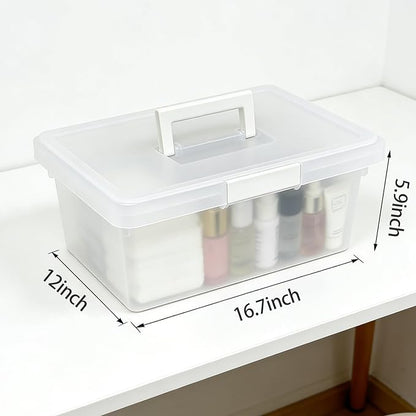15 Quart Stackable Plastic Storage Bins with Lids and Handle - Durable Organizing Containers for Shelves, Craft Supplies, Snacks, Home andOffice Cube Storage Boxes (HANDLE-2L)
