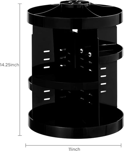 HBlife Extra Large 360 Rotating Makeup Organizer Adjustable Carousel Large Capacity Revolving Perfume Organizer Skincare Organizers Cosmetic Storage Spinning Holder for Vanity, Black