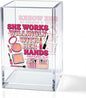 She Works Willingly With Her Hand Acrylic Cosmetic Holder, Inspirational Makeup Brush Holder Gifts, Christian Bible Verses Gifts for Cosmetologist, Bathroom Vanity Storage for Makeup Brushes