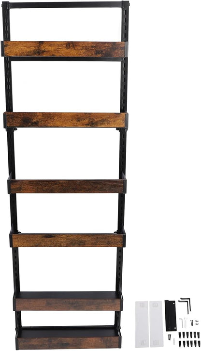 lyrlody 6 Tier Over The Door Pantry Organizer, Pantry Organization and Storage, Hanging Basket Wall Rack Shelves, Seasoning Shelves, Home Kitchen Bedroom Bathroom House Essentials