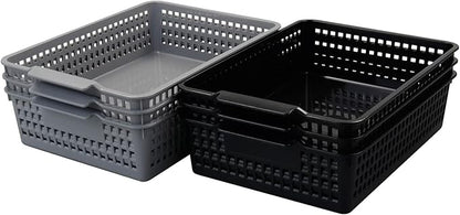 A4 Plastic Storage Basket Tray, Classroom Paper Baskets, 6 Packs