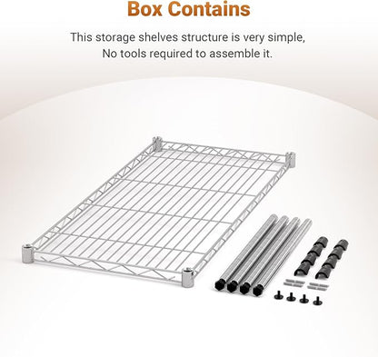 YSSOA 1-Tier Shelving Unit, 29.92" W x 13.78" D x 14.96" H Steel Organizer Wire Rack, Chrome
