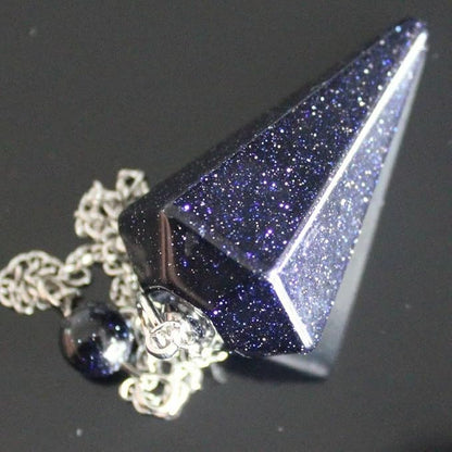 Faceted Mixed gemstone crystal pendulum point reiki chakra pendant bead Chain 6''