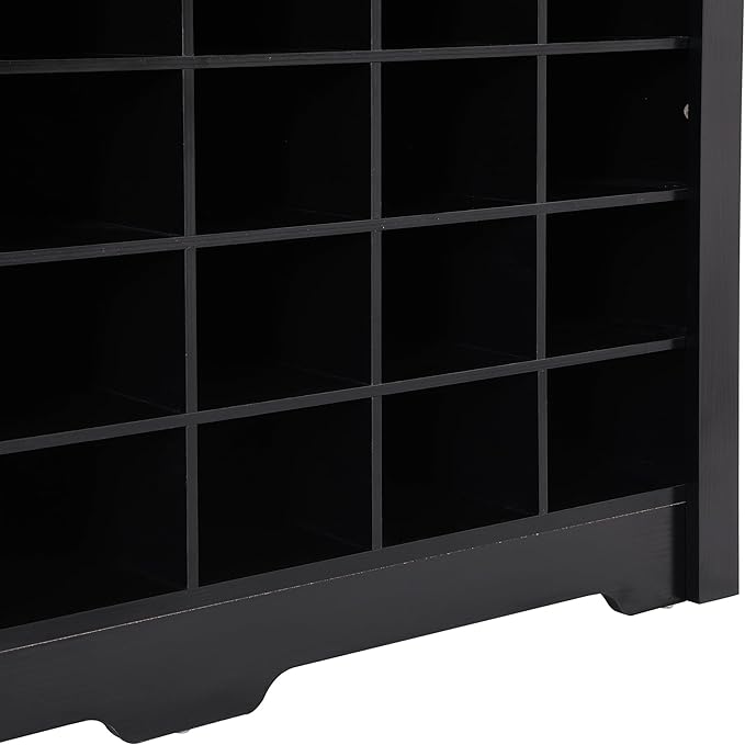 JIVOIT Modern Square Shoe Cabinet with Curved Base, Sleek Design 24 Shoe Cubby Console, Versatile Sideboard for Hallway, Bedroom, Living Room (Black,Curved Base)