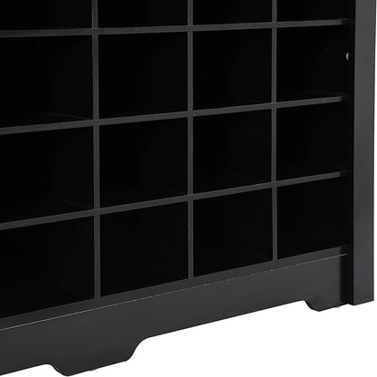 JIVOIT Modern Square Shoe Cabinet with Curved Base, Sleek Design 24 Shoe Cubby Console, Versatile Sideboard for Hallway, Bedroom, Living Room (Black,Curved Base)
