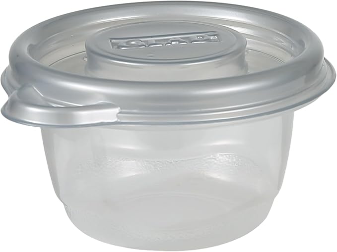 Glad GladWare Home Collection Mini Round Food Storage Containers, Small BPA Free Plastic with Silver Metallic Lid, Snack and Portion Control Containers, Microwave Dishwasher Safe, 4 Oz, 8 Ct - 12 Pk