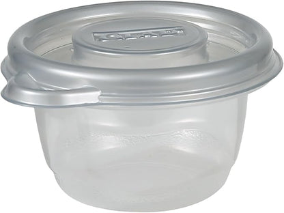 Glad GladWare Home Collection Mini Round Food Storage Containers, Small BPA Free Plastic with Silver Metallic Lid, Snack and Portion Control Containers, Microwave Dishwasher Safe, 4 Oz, 8 Ct - 12 Pk