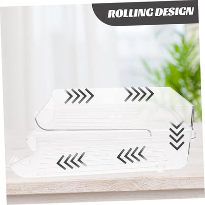 Garneck Refrigerator Beverage Storage Rack Rolling Dispenser for Soda and Canned Drinks Multi-functional Organizer for Kitchen Office and Living Room Space-saving Design