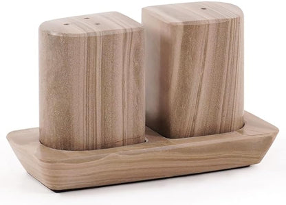 Radicaln Marble Salt & Pepper Shakers Set 2.5" Natural Brown Modern Kitchen Essentials for Cooking and Dining, Stone Spice Holder & Saleros for Black Pepper, Pink Salt