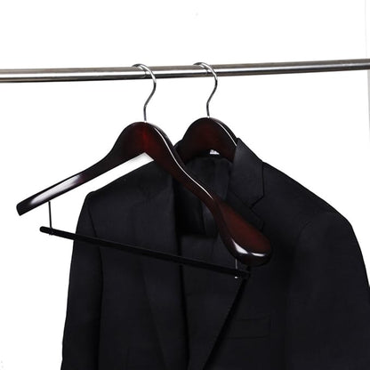 Luxury Wide Shoulder Wooden Hangers 2 Pack, with Velvet Bar, Smooth Mahogany Finish Wood Suit Hanger Coat Hanger for Closet, Holds Upto 20lbs, 360° Swivel Hook, for Jacket, Dress Heavy Clothes Hangers
