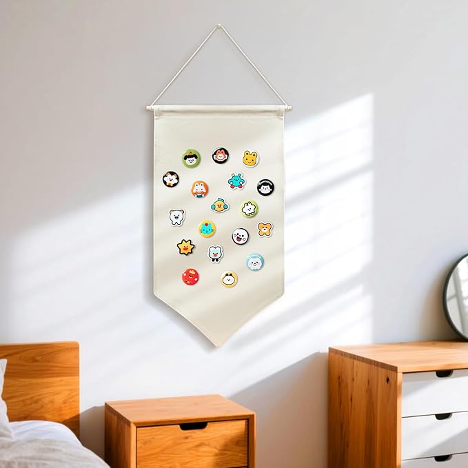 Pin Wall Display Banners,Badge Collection Banner Wall Canvas Banners Hanging Brooch Pin Organizer for Badges,Buttons,Pins,Patches (Black)