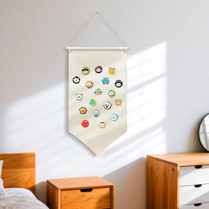 Pin Wall Display Banners,Badge Collection Banner Wall Canvas Banners Hanging Brooch Pin Organizer for Badges,Buttons,Pins,Patches (Black)