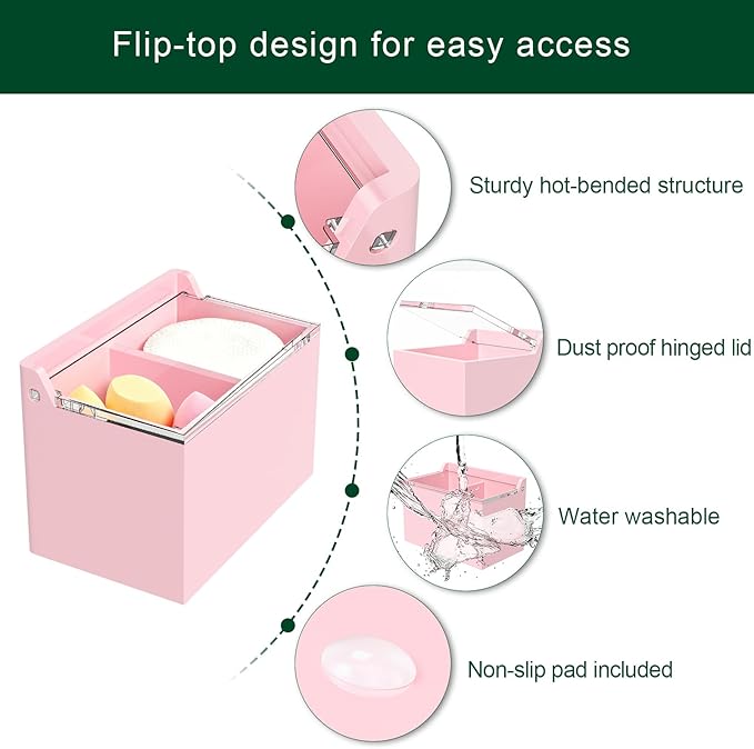 Qtip Holder Dispenser for Cotton Swabs, Balls, Pads, Floss Picks, 2 Compartments Lightpink Acrylic Container with Lid Apothecary Jar Bathroom Accessories Canister Vanity Storage Organizer