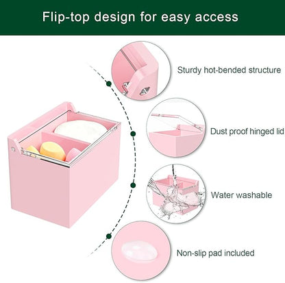 Qtip Holder Dispenser for Cotton Swabs, Balls, Pads, Floss Picks, 2 Compartments Lightpink Acrylic Container with Lid Apothecary Jar Bathroom Accessories Canister Vanity Storage Organizer