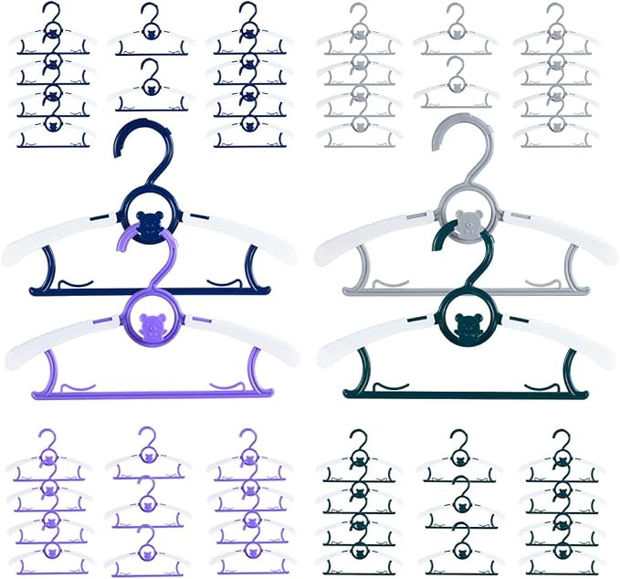 Baby Hangers for Nursery Closet 40 Pack Plastic Kids Clothes Hanger Space Saving Non Slip Extendable Toddler 11-14” Adjustable Hangers Heavy Duty Clothing Infant Hanger Bulk, Mixed Color for Boys