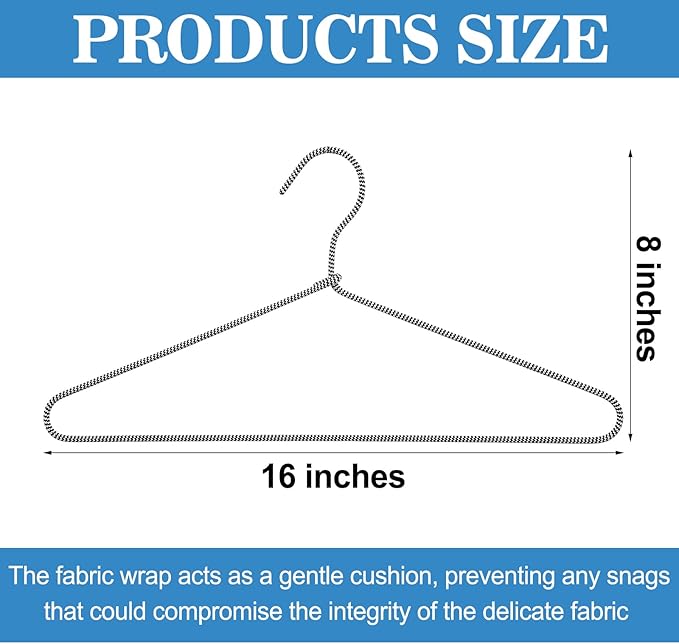 GlikCeil 30 Pcs Fabric Wrapped Metal Hangers Covered Wire Hanger Metal Coat Hangers Non Slip for Clothes Closet Clothing Suit Shirt Pant (Black and White,Stripe Style)