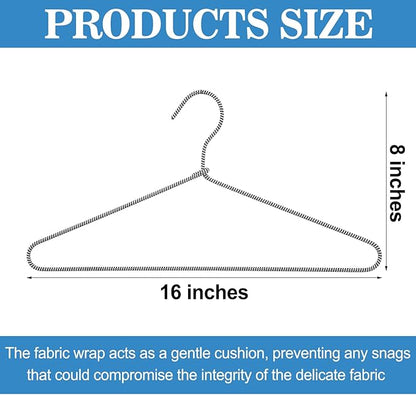 GlikCeil 30 Pcs Fabric Wrapped Metal Hangers Covered Wire Hanger Metal Coat Hangers Non Slip for Clothes Closet Clothing Suit Shirt Pant (Black and White,Stripe Style)
