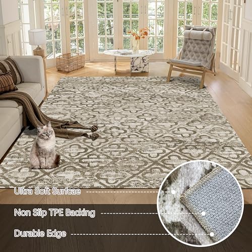 RUGSURE Washable Area Rugs, 3' x 5 ' - 1/6 Thick - Stain & Water Resistant Non-Slip - Perfect Resistant Rug for Living Room, Bedroom, Nursery, Pet & Child Friendly, Vibrant Colors Rugs, Brown - Image 5