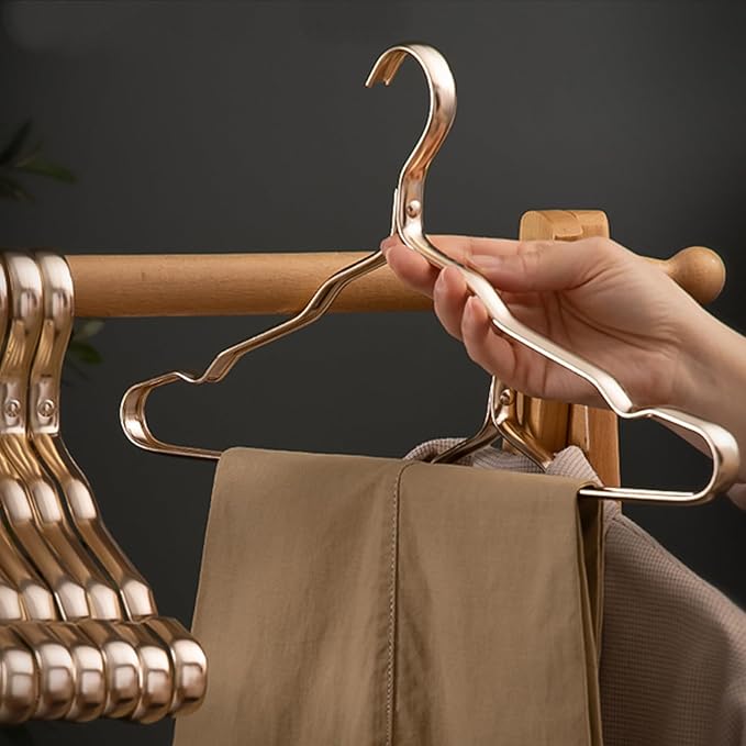 20 Pack Gold Aluminum Coat Hangers, 16.5” Premium Matte Hanger, Lightweight Smooth & Sturdy for Standard Size Suits, Clothing, Jacket, Pant, Dress, Shirts, Skirts
