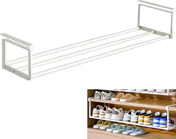 Hanging Shoe Organizer for Shoe Cabinet, Expandable Shoe Rack 15.7“-27.5“, Under Shelf Storage for Closet, Retractable Space Saving Rack for Pantry Laundry Room (1 Pack)
