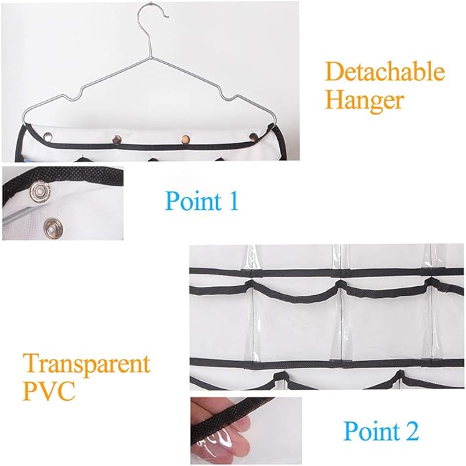 Hanging Organizer Bag, Dual-Sided Space Saving Storage Holder with for Stockings Socks Underwear Jewelry Ties (42-Pockets) (Pink)