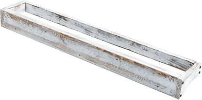 MyGift 30 Inch Shabby White Washed Solid Wood Wall Mounted Shoe Hanger Storage Rack, Hanging Shoes Organizer Shelf for Closet Mudroom Entryway, Set of 2 Holds 6 Pairs