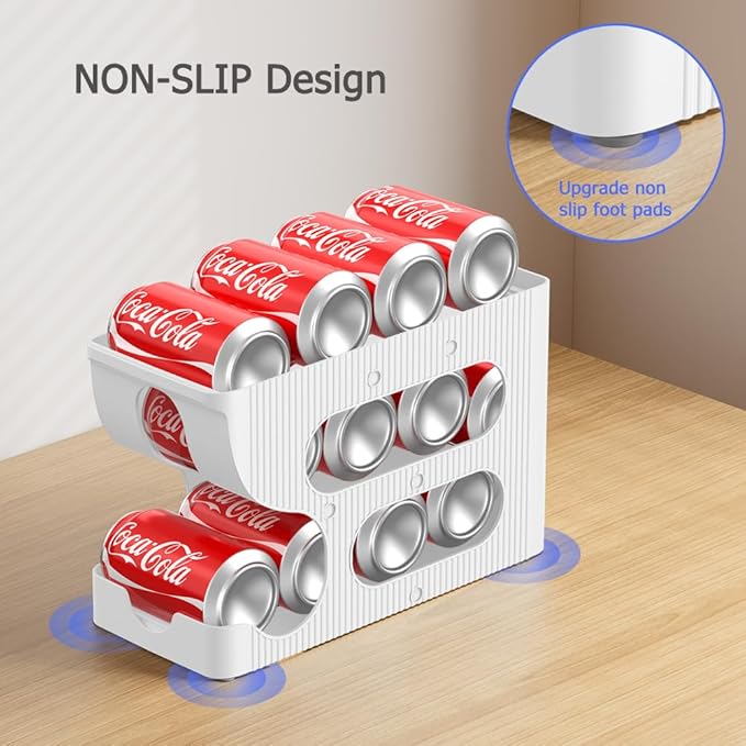 Sotfamily FIFO Soda Can Organizer for Pantry/Fridge, Automatic Rolling Pop Can Dispenser/Storage/Holder/Container for Refrigerator or 12" Deep Shelf, Space-Saving Drink Organizer for 24 Standard Cans